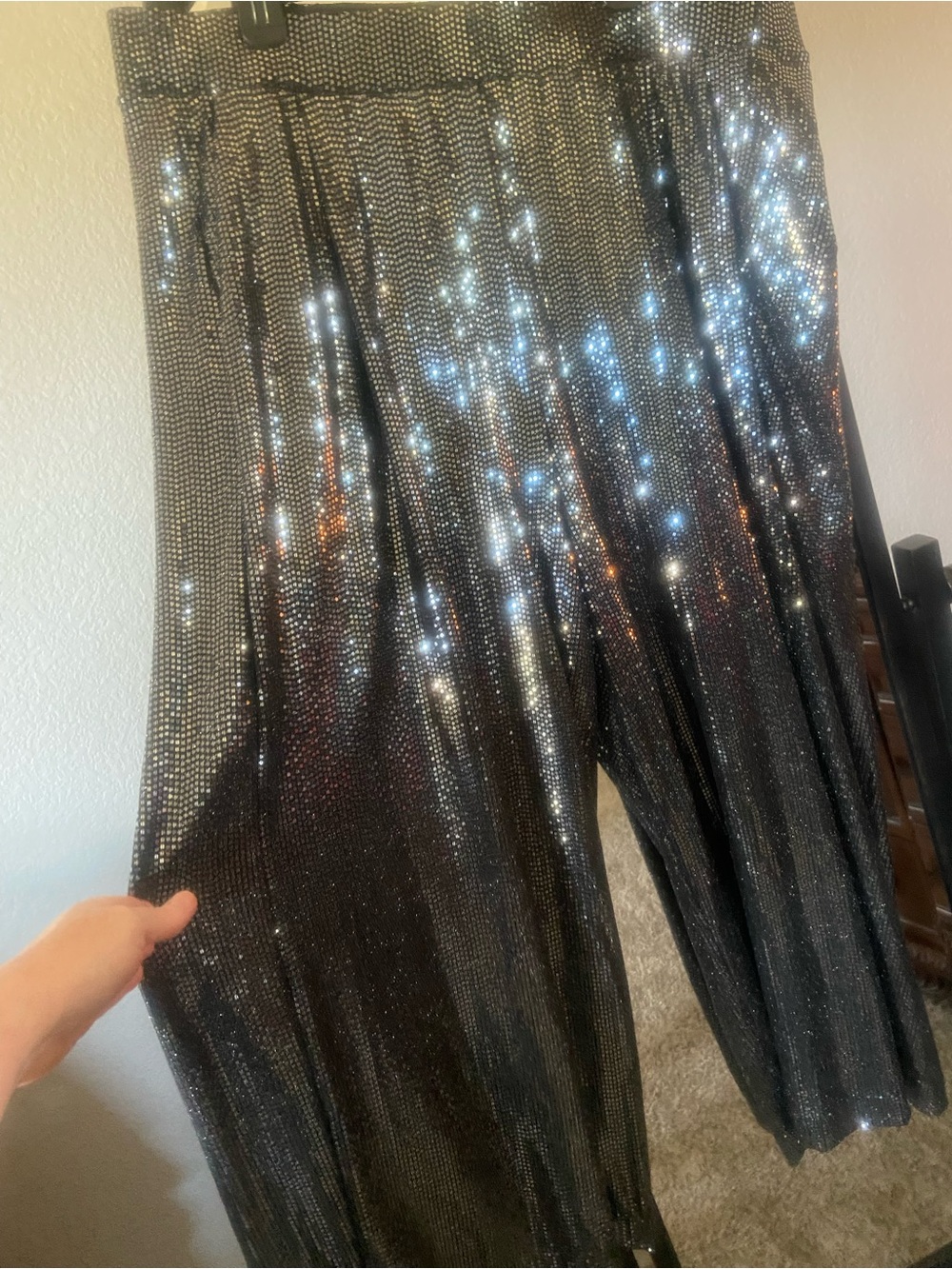 Women’s Sparkle Wide-Leg Pants - Black - Picture 2 of 7